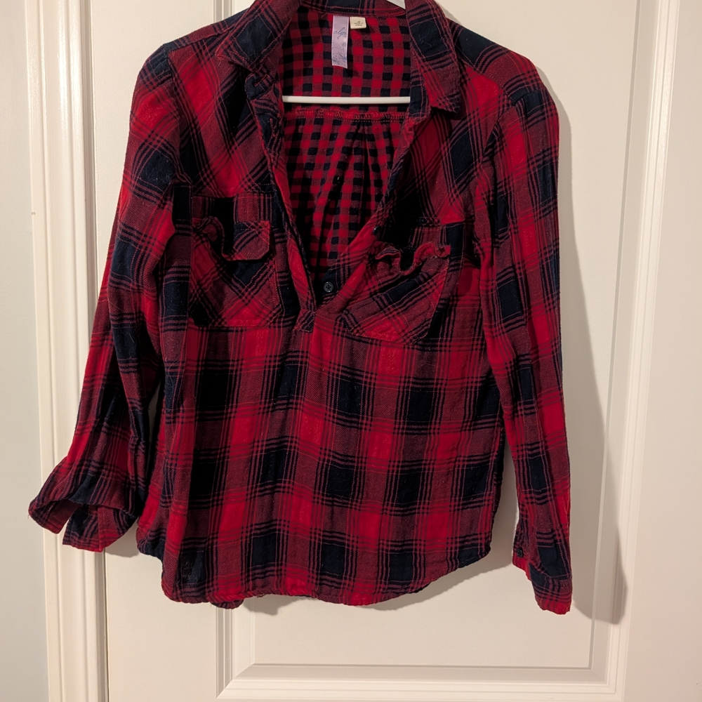 Alya Red and Navy Checkered Shirt